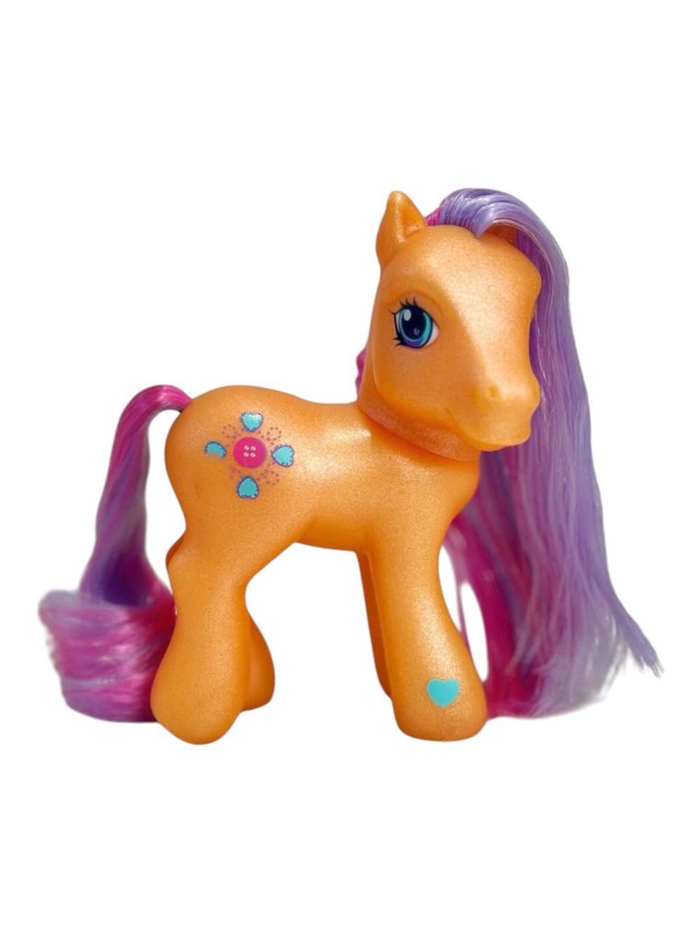 VTG G3 My Little Pony Sew-and-So Orange Purple Pink Button Hasbro 2004 - Flaw